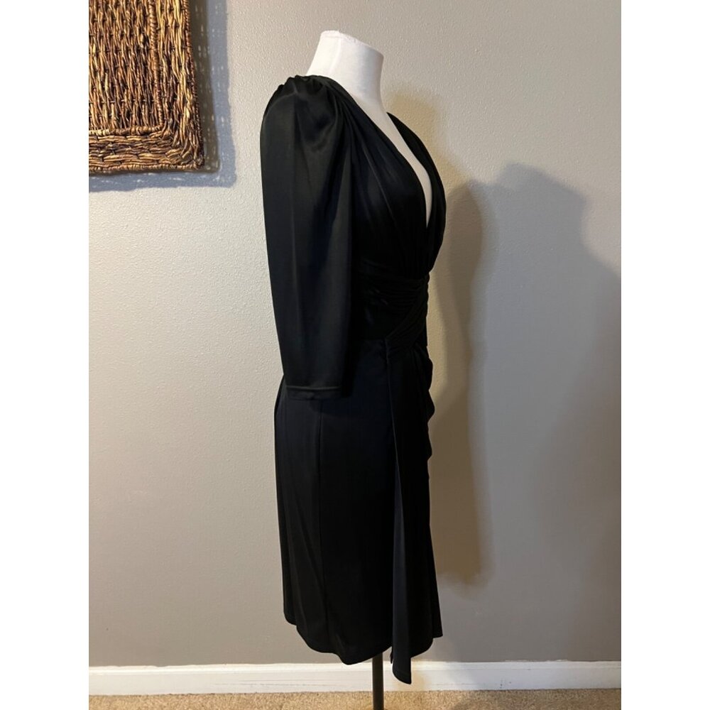 Marc Bouwer party Dress 6 V Neck Black Keyhole Back Sexy Silky Sheath $495 NWT - Picture 8 of 14